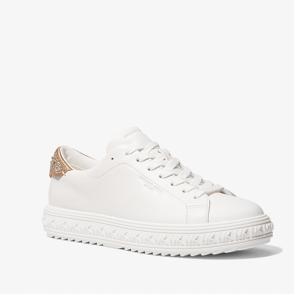 BRAND NEW! Michael Kors White and Gold Sneakers Contemporary Style - Picture 9 of 13
